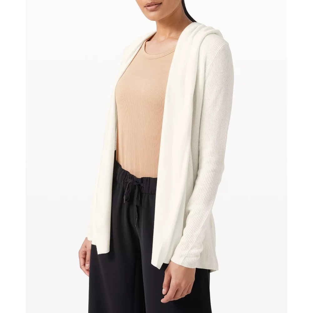 Lululemon Sundown Sweater Wrap 6 Antique White‎ Cardigan Cashmere Blend LW4AU5S